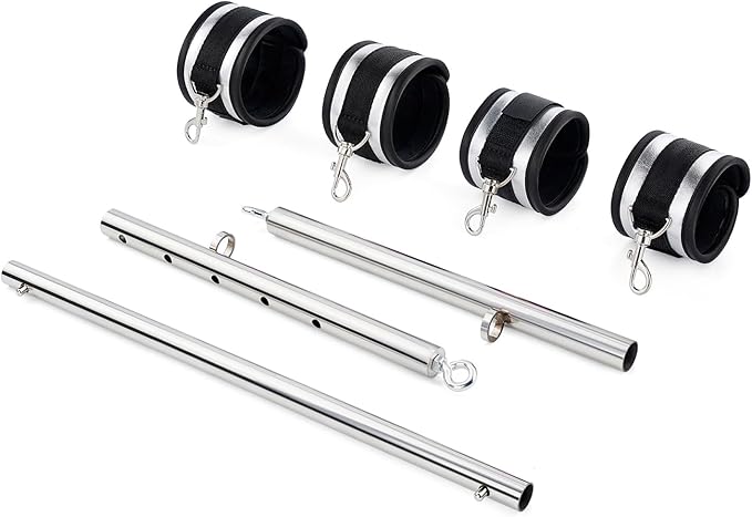 Spreader Bar Heavy Duty Stainless Steel Expandable Home Gym with 4pcs Furry Purple Adjustable Strap,Sports Aid Training Fitness Gear Pilates Aid Kit,Yoga Set