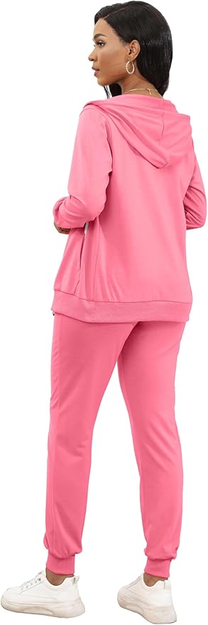 CLOCOR Track Suits for Women Set - Casual 2 Piece Outfits Sweatsuit Pocket Hoodies Long Sleeve with Patchwork Pants Set