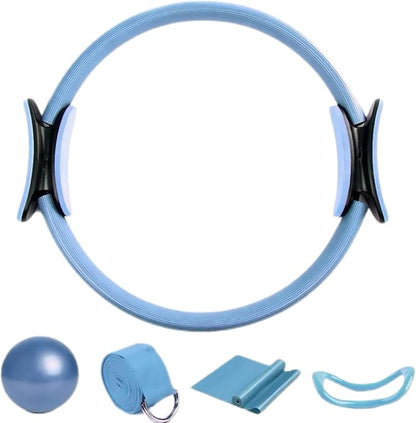 Women's Essential Pilates Set, Including 5 Accessories, Pilates Ring Boot Strap, Women's Yoga Set, and gluteal Yoga Ball Boot Strap