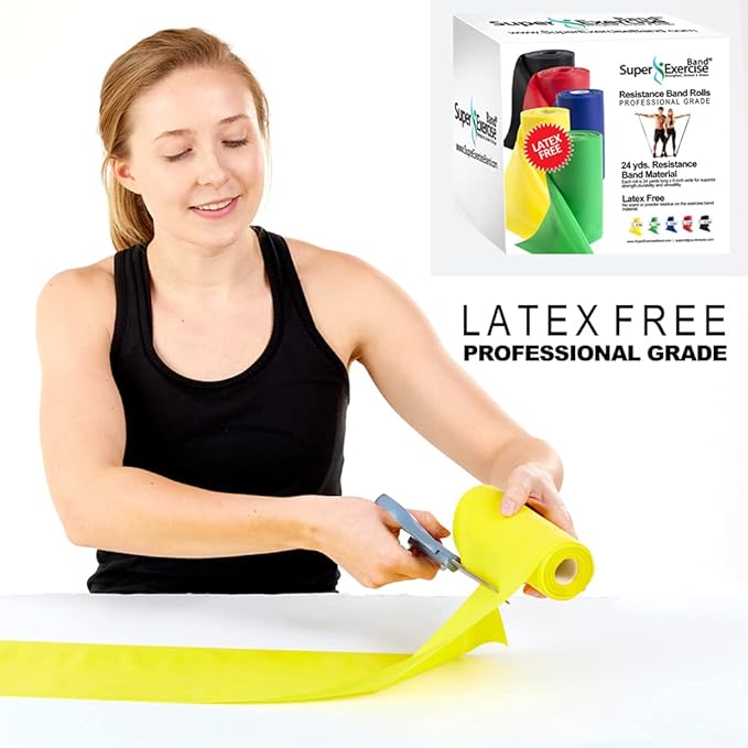 Resistance Band for Working Out | Super Exercise Bands 8,16,24 Yard Bulk Rolls |10 Strengths in Light Medium and Heavy Resistance Bands | Latex Free Workout Bands Including App and e-Book