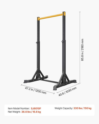 VEVOR Pull Up Bar, 330LBS Capacity Portable Pullup Bar Station, Pullup Bars Free Standing with H-Frame Structure & Heavy-Duty Steel Tube, 8 Level Height Adjustment Gravity Fitness for Arms Back Chest