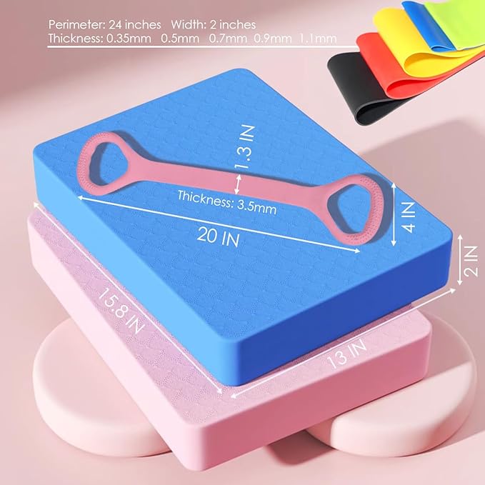 Thickened balance pad,Figure 8 Fitness Exercise Band,Loop Resistance Bands Fitness Yoga Set for Men and Women in home,Anti Slip Foam Yoga Kneeling cushion