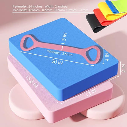 Thickened balance pad,Figure 8 Fitness Exercise Band,Loop Resistance Bands Fitness Yoga Set for Men and Women in home,Anti Slip Foam Yoga Kneeling cushion
