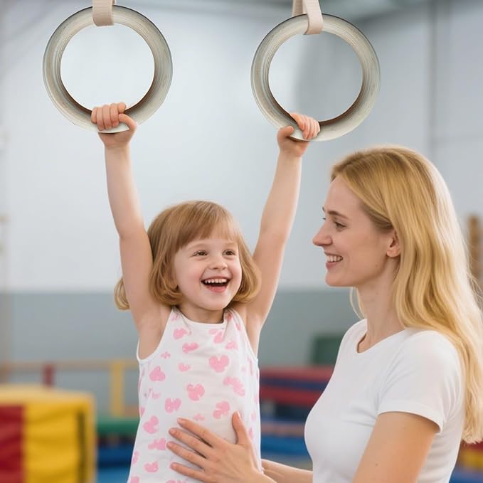 Rings Gymnastics, Grips for Gymnastics - Strength Training Rings - for Home Gym Fitness Exercise Playground Indoor Outdoor