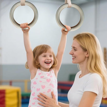 Rings Gymnastics, Grips for Gymnastics - Strength Training Rings - for Home Gym Fitness Exercise Playground Indoor Outdoor