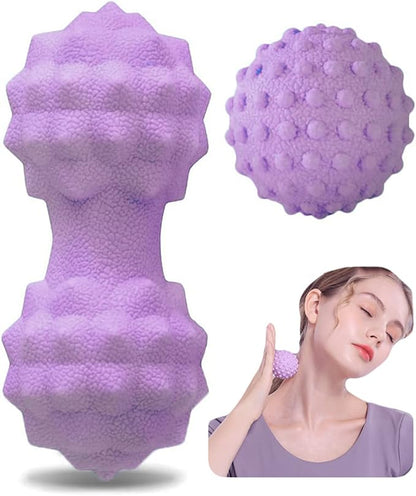 Massage Ball Set, Peanut Massage Ball Double Lacrosse Massage Roller Balls, Acupoint Myofascial Release Muscle Knot Ball, Deep Tissue Trigger Point Therapy Massage Tool for Back Neck Shoulder (Purple)