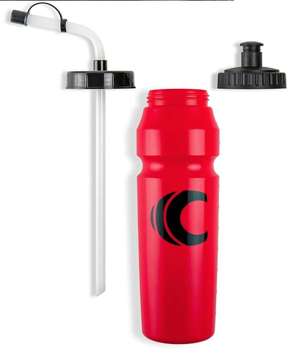 Cannon Sports 1 Liter Sports Water Bottle, BPA-Free, 34 Oz Capacity, Large Mouth, 2 lids (Straw and Squeeze), Great For Helmet Sports Such As Hockey, Lacrosse, Football, Boxing (6 Pack) (Red)