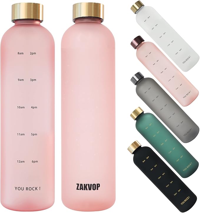 32oz Water Bottles with Times to Drink, Motivational Water Bottle with Time Marker, BPA Free Reusable Water Bottle with Hydrating Reminder for Gym Fitness Workout Travel
