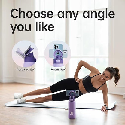 Insulated Magnetic Water Bottle - Reusable Stainless Steel Bottle with MagSafe Compatible Phone Holder - Keeps Cold for 24 Hours - Perfect for Gym, Sports, and Travel - Lavender 24oz