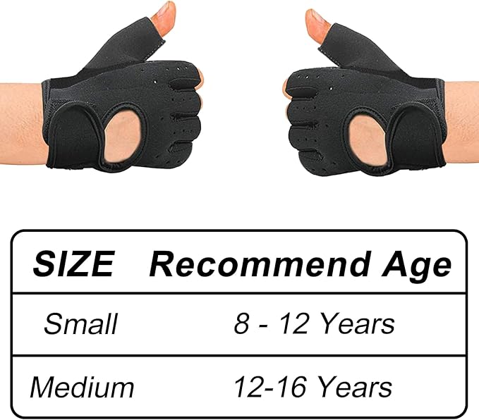 Luwint Kids Fingerless Workout Gloves - Anti-Slip Fitness Mitten for Children Cycling Yoga Weightlifting, 1 Pair