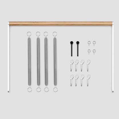 Swedish Ladder Pro, Wood Stall Bar with Push-Through Bar, Adjustable Pull-Up Dip Bar for Adults and Kids, Accessories Bundle, Spring, for Home, School, Physical Therapy and Gymnastics