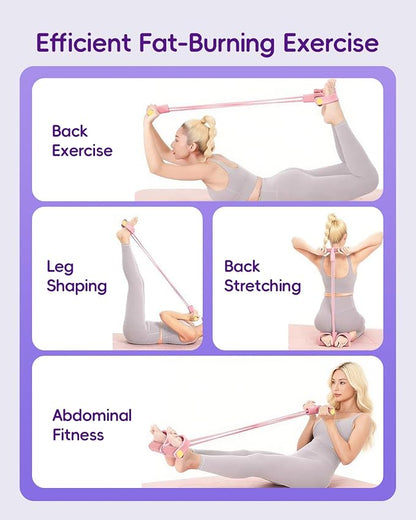 Pedal Resistance Band with Handle,6-Tubes Elastic Pull Rope Fitness Foot Pedal Resistance Bands for Women Girls Bestie Yoga Pilates Exercise Legs Calves Waist Arms Abdomen