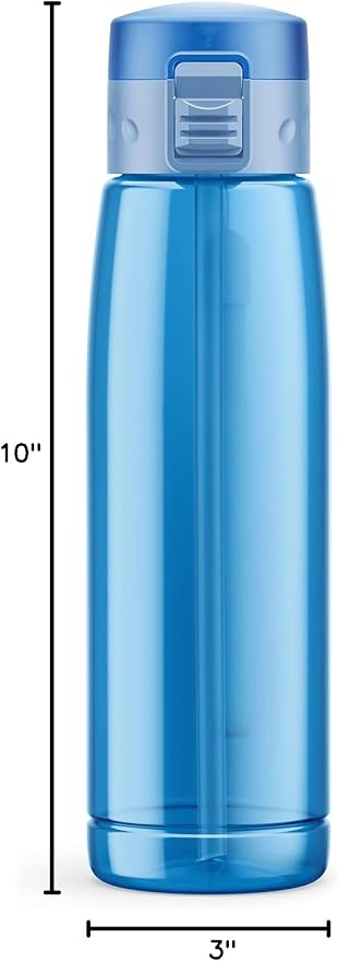 Personalised Water Bottle With Straw 660ml, School Water Bottles Boys Girls, Gym Bottle BPA Free Cycling Sports Add Your Custom Text To Bottle (Blue - Personalized)