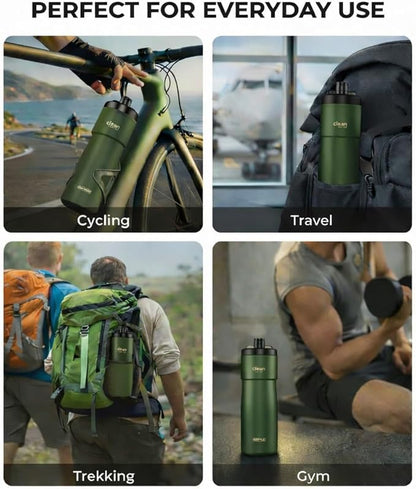 The Clean Hydration Co Insulated Bike Water Bottle 23 oz | Easy Clean Nozzle, Easy Squeeze Sports Bottle | BPA Free Cycling Bottle for Road & Mountain Biking, Gym & Travel | Matte Green