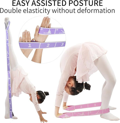 2 PCS Kids Stretching Strap - 8-Loop Adjustable Stretch Bands for Dance, Ballet, Yoga, Gymnastics Workout, Children‘s Fitness Equipment, Stretching Resistance Bands and Home Flexibility Training