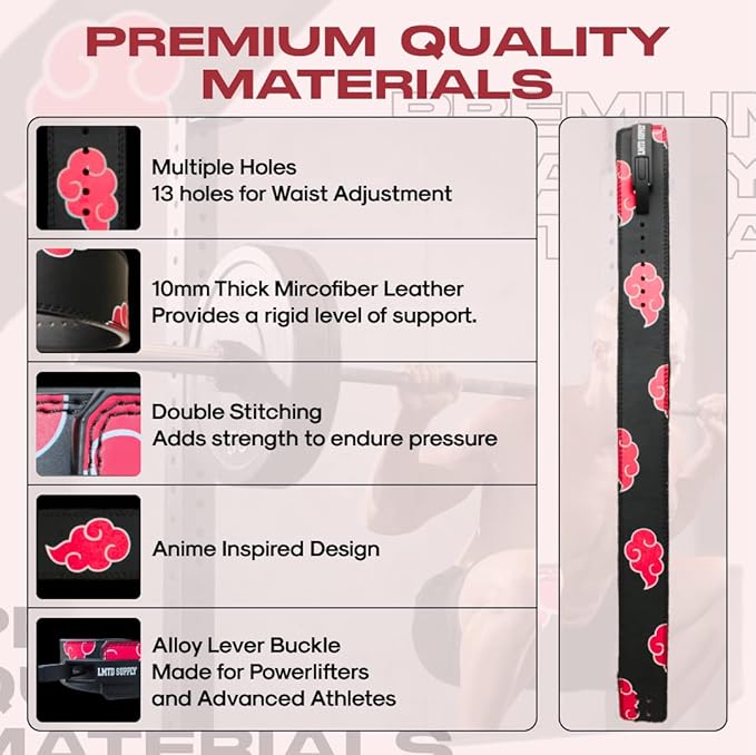 Anime Lever Belt, Weight Lifting Belt, Heavy Duty Powerlifting Weightlifting Gym Belt for Deadlifts Squats Back Support
