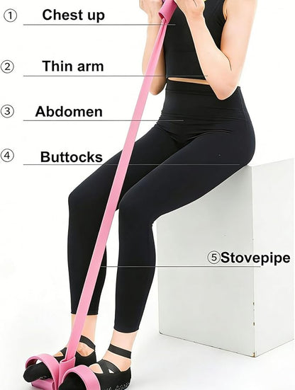 21Fitness Resistance Bands-6 Tube Pedal Ankle Puller with 8 Shape Resistance Band,Multifunction Tension Rope, for Strength Training, Tummy, Waist, Arm, Leg Slimming, Home Gym Exercise Equipment