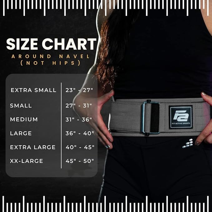 Fit Active Sports Self Locking Weight Lifting Belt | Premium Weightlifting Belt for Cross Training, Fast Locking Release Mechanism for Fitness and Power Lifting - Weightlifting Back Support for Men and Women
