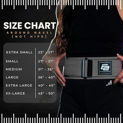 Fit Active Sports Self Locking Weight Lifting Belt | Premium Weightlifting Belt for Cross Training, Fast Locking Release Mechanism for Fitness and Power Lifting - Weightlifting Back Support for Men and Women