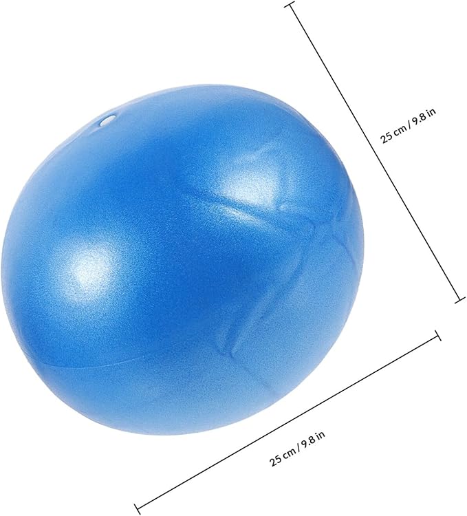 Small Pilates Ball 25cm Blue, Compact Yoga Exercise Ball for Home Workout Core Training, Reusable Gym Fitness Supply for Pilates and Physical Therapy
