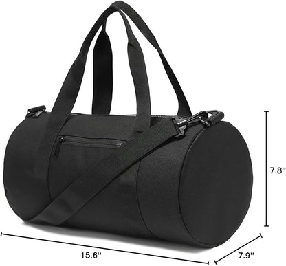 Small Gym Bag Duffel Bag for Women Men Fitness Sports Bag Workout Adjustable Detachable Shoulder Strap Lightweight Carry on Travel Duffle Bag (Black, 15" / Mini / 12L)