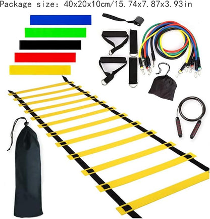 Agility Ladder Training Equipment - Speed Trainlng Gear, Adjustable Sports Set | Complete Soccer Practice Equipment, Foldable Workout Kit for Athletes, Endurance Tralning Tools for Kids Adults