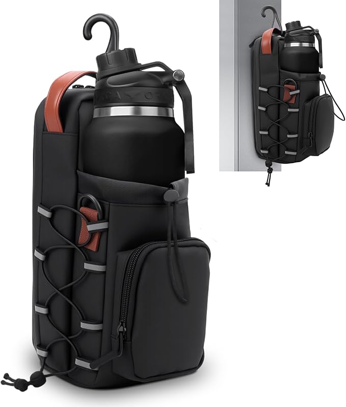 Magnetic Gym Bag for Men and Women, Magnetic Water Bottle Holder with Shoulder Strap, Small Gym Pouch for Sports, Work,Travel, Fitness(Black)