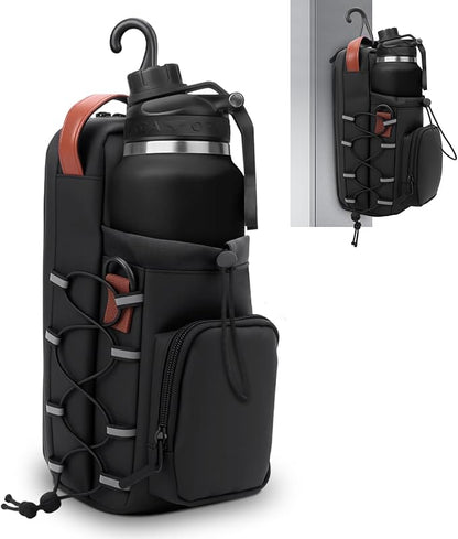 Magnetic Gym Bag for Men and Women, Magnetic Water Bottle Holder with Shoulder Strap, Small Gym Pouch for Sports, Work,Travel, Fitness(Black)