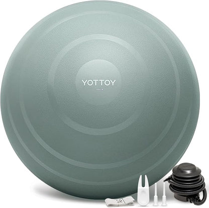 YOTTOY Anti-Burst Exercise Ball for Working Out, Yoga & Pregnancy, Extra Thick Workout Ball for Physical Therapy & Fitness