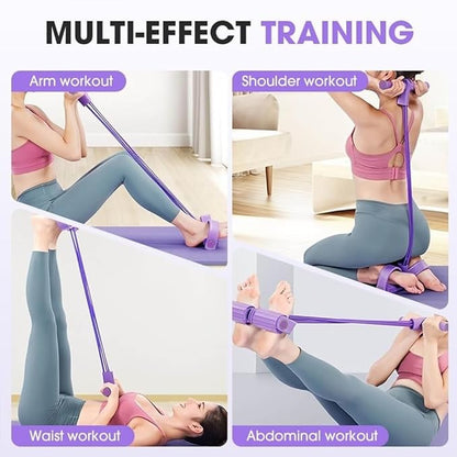 6 Tube Pedal Resistance Band Device, Foot Pedal Resistance Band with Handle, Multifunction Pilates Bar Kit Exercise Accessories Home Workout Equipment for Women Gym Arm Waist Leg Training