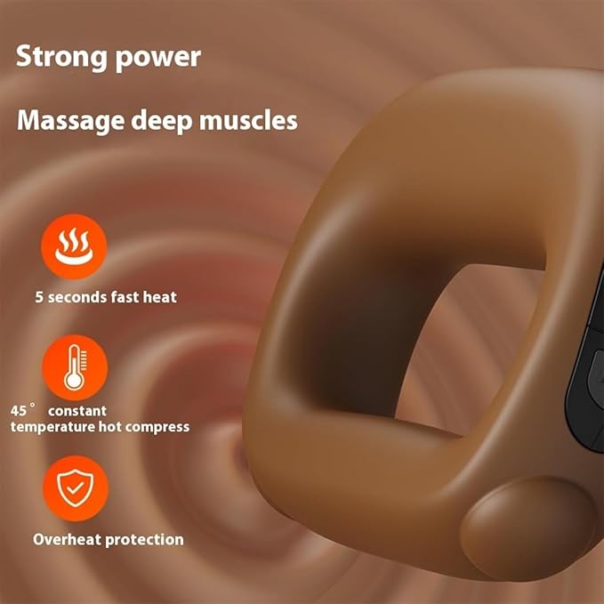Deep Tissue Percussion Muscle Massage Gun: with Heat, Adjustable Intensity and Speed, Super Quiet, USB-C Rechargeable, Portable, Pain Relief for Athletes and Everyone, Ideal Gift（Brown）