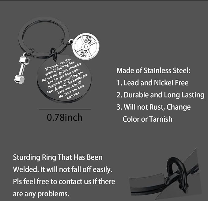Lywjyb Birdgot Fitness Keychain Weightlifting Sports Keychain Inspirational Dumbbell Workout Keychain