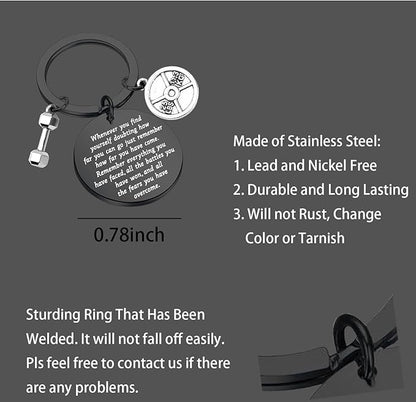 Lywjyb Birdgot Fitness Keychain Weightlifting Sports Keychain Inspirational Dumbbell Workout Keychain