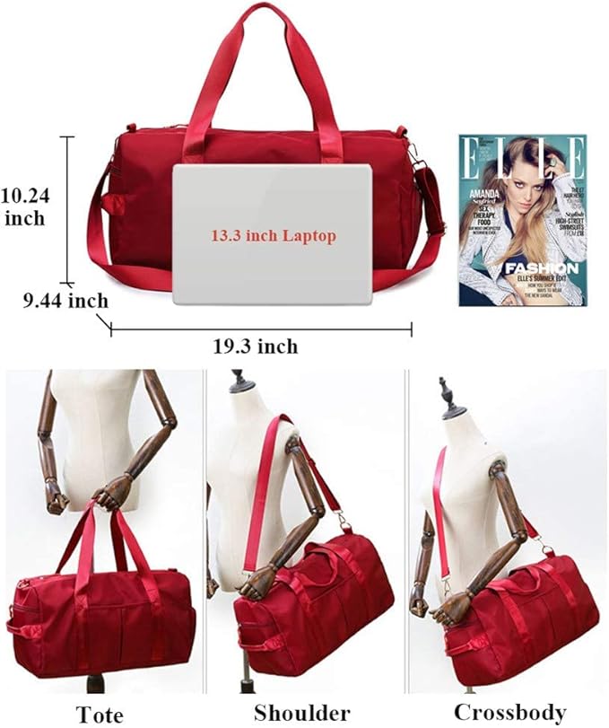 KARRESLY Sports Gym Bag for Women Travel Duffel Bag with Wet Pocket and Shoes Compartment for Training Swim Yoga(Beige)