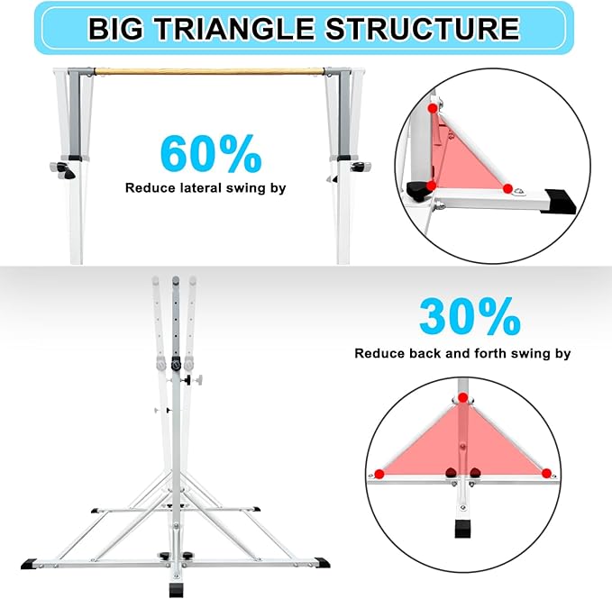 86 York Gymnastics Bar for Kids Ages 3-20, 5FT Base Length, 42" to 63" Adjustable Height, Horizontal Bar, Kip Bar for Gymnast, Gymnastic Training Equipment for Home, Gym Center