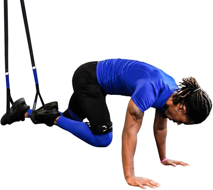Total Body Exercise & Fitness at Home Workout Kit - Includes Body Weight Suspension Straps, Set of 5 Resistance Loop Exercise Bands