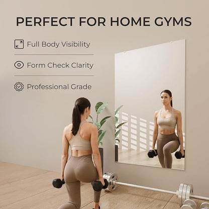Fab Glass and Mirror Tempered Glass Gym Mirror - 48”x72” Shatterproof HD Wall Mirror for Home Gym, Dance Studio, Workout Room - Professional Grade Safety Backing - USA Exclusive Frameless Design