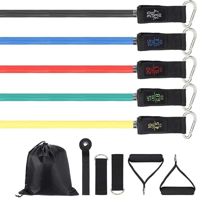 Resistance Bands Set, Exercise Bands for Working Out with Door Anchor/Handle/Ankle Strap/Pouch