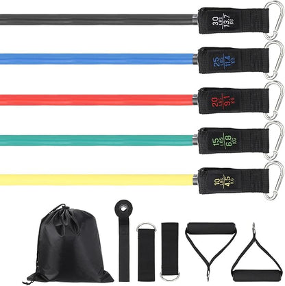Resistance Bands Set, Exercise Bands for Working Out with Door Anchor/Handle/Ankle Strap/Pouch