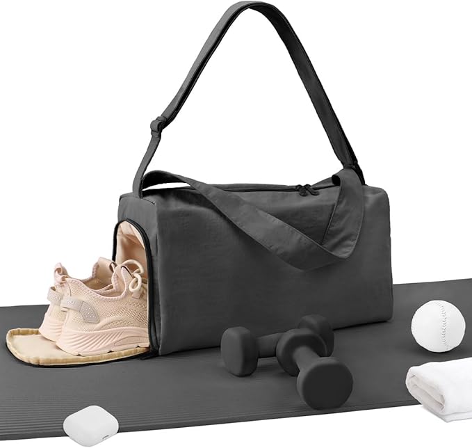 Small Gym Bag for Women with Shoes Compartment, Stylish Duffle Travel Bag for Plane, Lightweight Duffle Bag for Women & Men, Sport Gym Tote Bag with Wet Pocket for Yoga, Pilates, Swimming