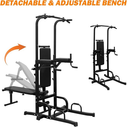 Power Tower Pull Up Dip Station Assistive Trainer Multi-Function Home Gym Strength Training Fitness Equipment 440 LBS