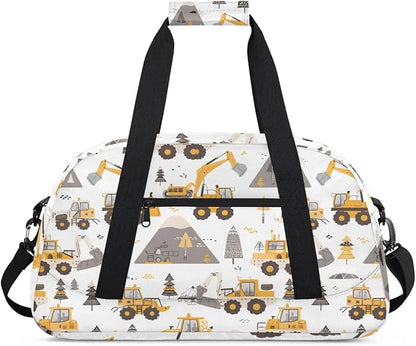 Cartoon Truck Kids Duffel Bag for Boys, Sports Gym Bag Overnight Travel Weekender Bag Lightweight Carry On Sleepovers Bag for School Practice Gymnastics