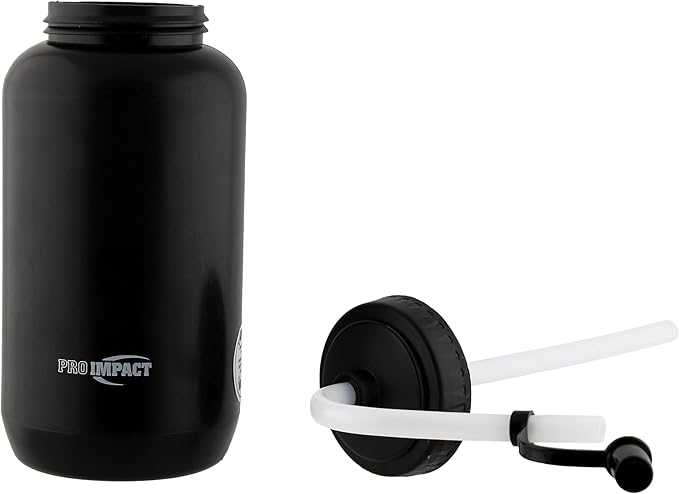 Pro Impact Squeezable Water Bottle Bendable Long Straw - LDPE BPA Free Plastic - Hydration for Baseball Hockey Gym MMA Yoga Boxing Cycling Softball Football Lacrosse (35.5 Oz.)