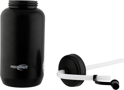 Pro Impact Squeezable Water Bottle Bendable Long Straw - LDPE BPA Free Plastic - Hydration for Baseball Hockey Gym MMA Yoga Boxing Cycling Softball Football Lacrosse (35.5 Oz.)