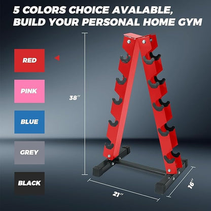 RitFit 250LB/300LB/350LB/550LB/650LB Rubber Hex Dumbbell Sets with Weights Rack, Multiple Color Choices Available, Great Gym Equipment for Home, Strength Training, Workouts