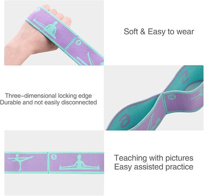 9 Loops Elastic Yoga Strap - Adjustable Stretching Band for Physical Therapy, Dance, Pilates & Gymnastics, Multi-Loop Exercise Band for Flexibility, Home Workout