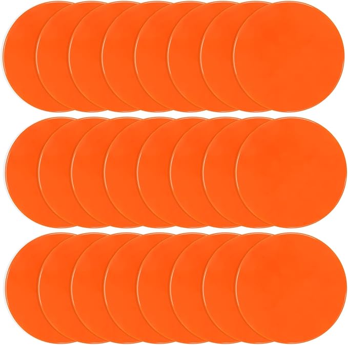 Poly Spots 4" or 9" Flat Cones Spot Markers for Gym/PE Training, Dance, 12/18/24 Pcs Non-Slip Rubber Floor Dots Flat Disc Markers for Soccer Basketball Sports Agility Drills, Classroom Activities