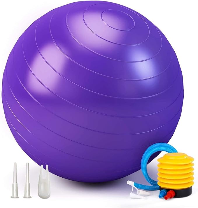 Exercise Ball, Explosion-Proof Yoga Balance Ball(25in /65cm) with Pump, Heavy Duty Swiss Ball for Fitness, Pregnancy, Balance & Physical Therapy, Fitness in Home/Gym/Office