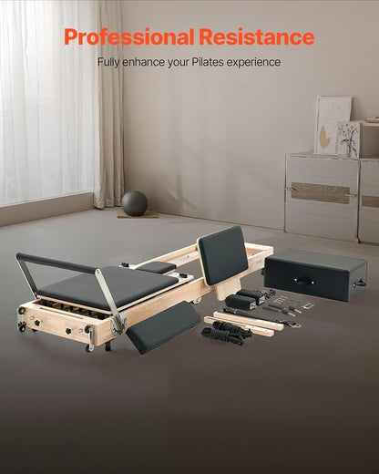 VEVOR Pilates Reformer Accessories for Home Gym, Include Reformer Box/Chair/Spine Corrector/Wall Mounted Machine/Jump Board/Foldable & Dual Resistance Springs