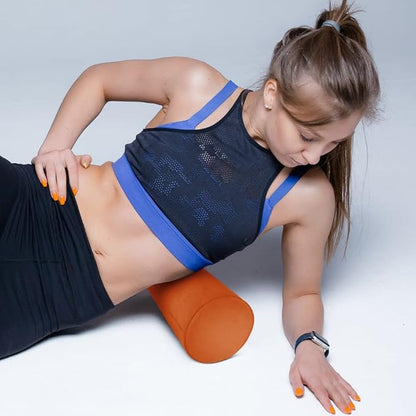 High-Density Foam Roller for Muscle Recovery & Massage, 13" x 3.75" EVA Firm Roller for Warm-Up/Cooldown, Yoga & Pilates, Includes Carry Case (Orange)